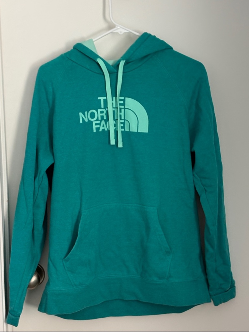 The North Face Teal Pullover Hoodie with Mint Logo